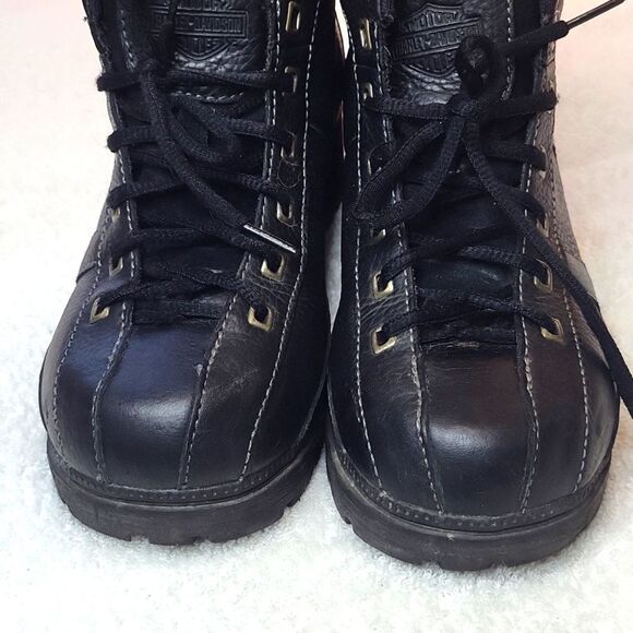 EUC Harley Davidson moto cycle Ankle Boots Leather Chunky Heel #3257 US 9 - Picture 4 of 14